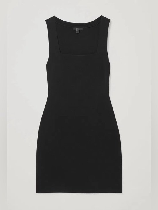COS Dresses & Skirts - COS Square Neck Tube Knit Form fitting Dress Black Party Formal Large Stretch